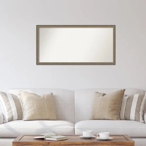Miniatura 4 de Amanti Art Espejo de baño plateado para sobre el fregadero, 22 x 44 pulgadas, espejo rectangular de plata parisina, marco de madera tradicional