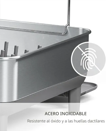 Miniatura 5 de simplehuman Escurreplatos compacto con marco de acero inoxidable, boquilla giratoria de fácil drenaje de 360º, soporte para utensilios
