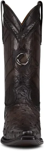Miniatura 3 de CUADRA Botas vaqueras para hombre en piel de avestruz auténtica, color marrón