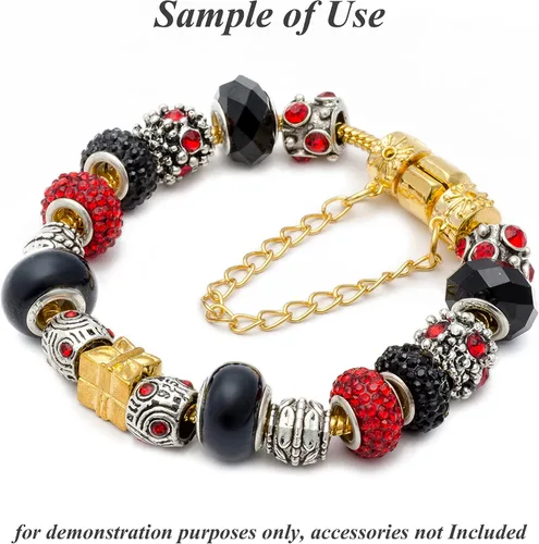 Miniatura 9 de RUBYCA Cuentas grandes de cristal checo con agujero grande para pulseras europeas (10 unidades, oro, 0.591 in)