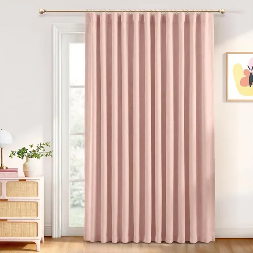 Miniatura 21 de INOVADAY Cortinas 100% opacas para dormitorio, cortinas opacas de 84 pulgadas de largo, cortinas opacas de lino con anillos de clip, aislamiento