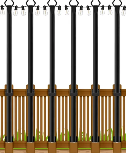 Miniatura 13 de Beizelte 4 Pack 5Ft String Light Poles,Outside String Lights,Outdoor Light Poles,Metal Poles Stand for Patio,Backyard,Deck