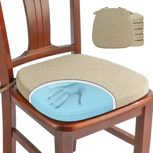 Miniatura 24 de SINOSSO Paquete de 4 cojines de espuma viscoelástica para sillas de comedor, tela tejida amigable de 16 pulgadas en forma de U, cómodas almohadillas