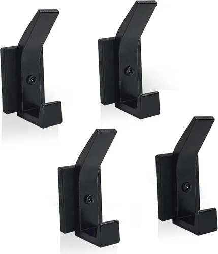 TSUYA Ganchos dobles magnéticos fuertes, paquete de 4 ganchos magnéticos resistentes, imanes de crucero negros, ganchos grandes para abrigo, bata,