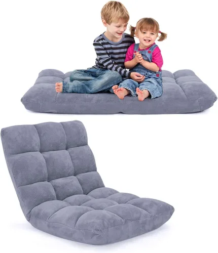 Miniatura 10 de Silla de suelo ajustable de 14 posiciones, silla acolchada para juegos, sofá plegable transformable, sofá perezoso de respaldo alto, ideal para Negro