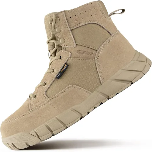 Miniatura 16 de FREE SOLDIER Botas de trabajo duraderas para hombre, 6 pulgadas, ligeras, impermeables, botas de senderismo, botas tácticas de cuero de gamuza