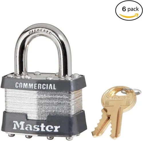 Master Lock 1KA-2006 - Paquete de 6 candados laminados de grado comercial de 1-3/4 pulgadas de ancho con llave similar a 15/16 pulgadas de altura de