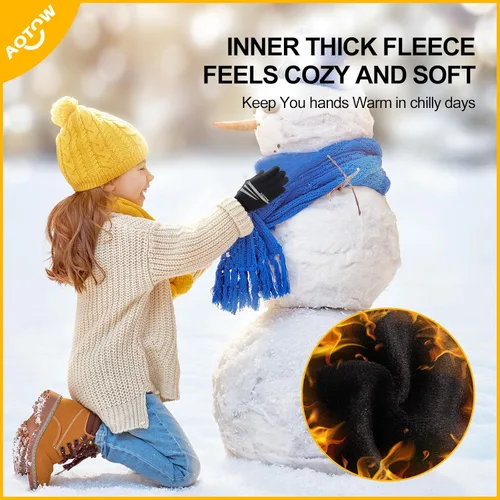 Miniatura 3 de Guantes deportivos cálidos de invierno para niños, clima frío, pantalla táctil, resistente al viento, para nieve, ciclismo, senderismo, fútbol, al