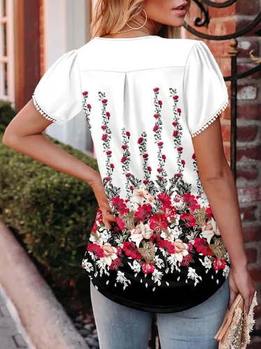 Miniatura 5 de BETTE BOUTIK Camisetas de verano para mujer, plisadas, sin mangas, túnica de manga corta