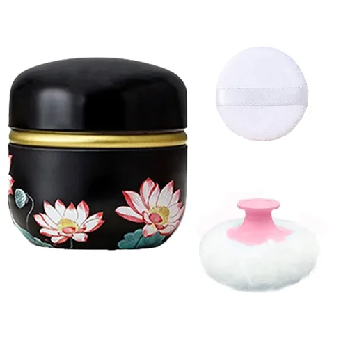 Polvo Corporal y Aplicador de Polvo para Polvo de Aspersión, Polvo para Mujeres y Estuche de Polvo para Baño y Viaje (Lótus)