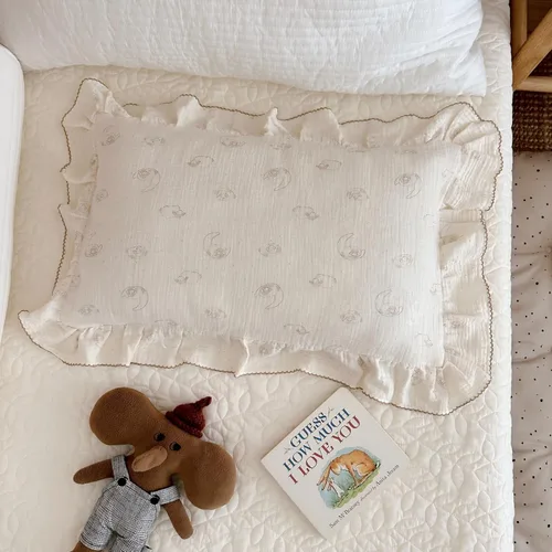 Miniatura 35 de BuLuTu Funda de almohada de algodón para niños pequeños, tamaño estándar, estampado de flores de Galsang, suave funda de almohada de viaje con borde