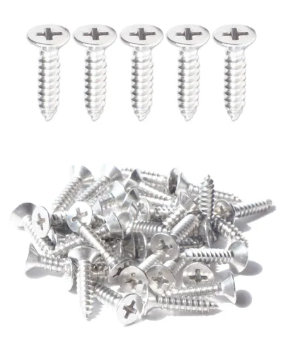 Miniatura 25 de 50 tornillos de madera Phillips de cabeza plana inoxidable #4 x 1-1/4" (32 mm) 18-8 (304) tornillos autorroscantes avellanados de acero inoxidable