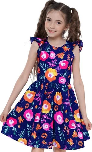 Miniatura 253 de Vestido de verano para niña, de algodón, con diseño floral