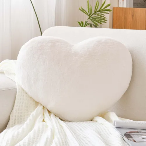 Miniatura 10 de XVTRU Almohadas de corazón rosa melocotón, bonita almohada decorativa de corazón, almohadas en forma de corazón para cama, cojín de felpa de felpa