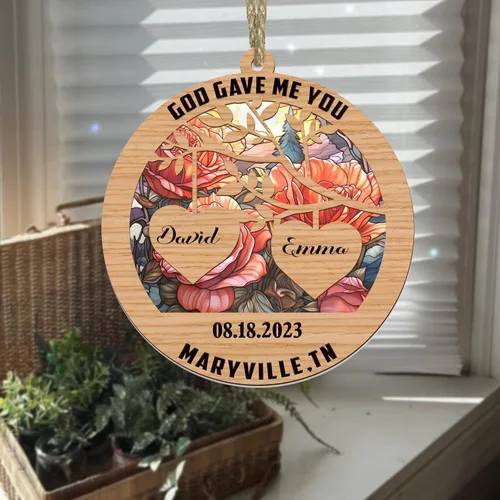 Miniatura 7 de V VIBEPY Impreso en toda la superficie, sin vidrio real, adornos personalizados para parejas, adornos de 3.5 pulgadas, 2 capas, decoraciones