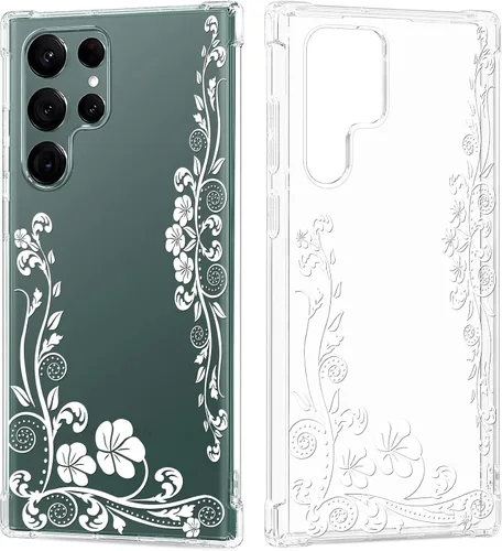 Funda transparente floral para Galaxy S22 Ultra para mujeres/niñas, bonita funda de teléfono para Samsung Galaxy S22 Ultra 5G, diseño de flores,