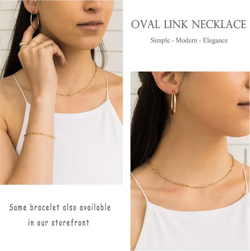 Miniatura 4 de Gargantilla de oro de 18 quilates, joyería delicada para mujeres de 16 pulgadas, con dije, cadena de eslabones