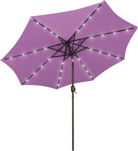 Miniatura 22 de Blissun - Sombrilla solar de 9 pies, 32 luces LED, parasol de mesa para patio, jardín, cubierta, piscina y playa (gris)