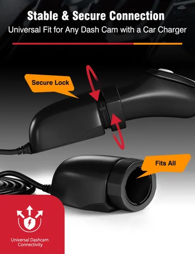 Miniatura 3 de MASIGO Kit de cable rígido para cámara de tablero con enchufe de cargador de automóvil, compatible con USB-C, protección de bajo voltaje y ajustes