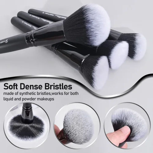Miniatura 6 de Bueart Design Juego de 19 Piezas de Brochas de Maquillaje ULTRA SUAVES de CABELLO DENSO con Etiqueta Negra Contiene Polvo Grande Base Plana 19