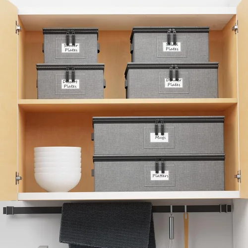 Miniatura 7 de SpaceAid Contenedores de Almacenamiento para Vajilla Paquete de 6, Estuches Rígidos Acolchados Apilables con Separadores de Platos Suaves, Cajas