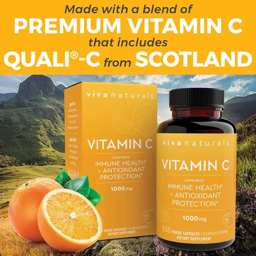 Miniatura 2 de Vitamina C Viva Naturals Premium Non-GMO con Bioflavonoides y escaramujos, 0.03527 oz, 250 cápsulas vegetales.