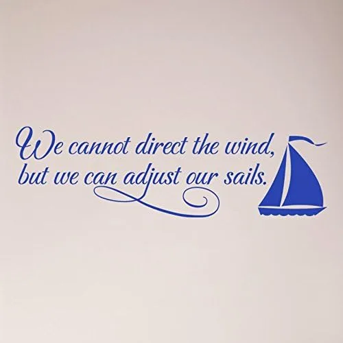Miniatura 10 de 36"x12" We Cannot Direct The Wind, But We Can Adjust Our Sails. Adhesivo de pared con texto en inglés "We Cannot Direct The Wind, But We Can Adjust