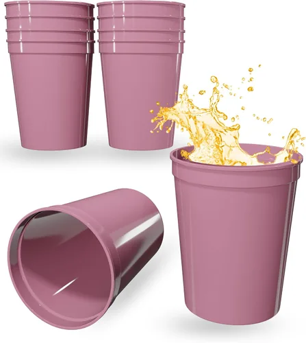 Miniatura 70 de PartyPrints Paquete de 100 vasos de plástico en blanco reutilizables de 10 a 12 onzas, vasos de estadio a granel, sin BPA, aptos para lavavajillas