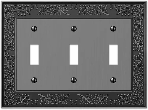 Miniatura 4 de Amerelle 43RRAN English Garden Placa de Pared, 2 Rocker, Metal Fundido, Níquel Antiguo, Paquete de 1