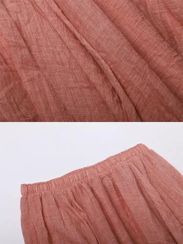 Miniatura 18 de OCHENTA Falda larga de lino y algodón bohemio para mujeres y niñas para vacaciones de verano en la playa