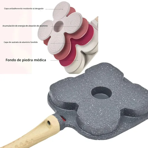 Miniatura 3 de Sartén antiadherente de aluminio de 4 tazas con tapa, adecuada para estufa de gas y utensilios de cocina de inducción Huevera con tapa