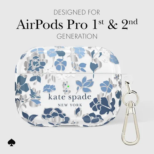 Miniatura 5 de Kate Spade New York Estuche Protector para AirPods Pro con Anillo para Llavero - Flowerbed Blue, Compatible con AirPods Pro de 2ª / 1ª