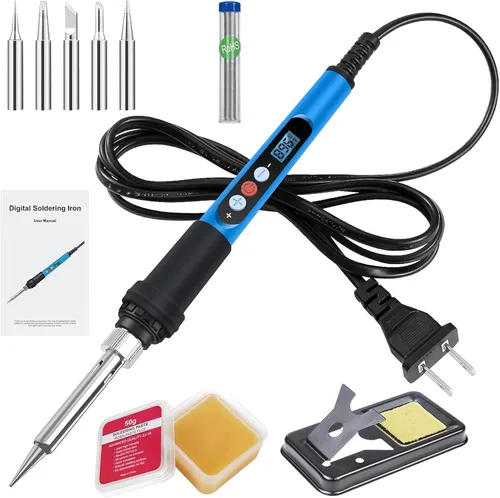 Kit de soldador ANBES, pistola de soldadura LCD digital de 90 W 110 V con calentamiento rápido, kit de soldador de cerámica de 10 en 1 con