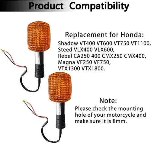 Miniatura 3 de waltyotur 1 par de luz intermitente de luz intermitente para motocicleta VT VLX STEED VTX