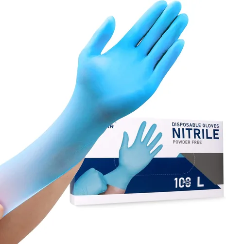 Miniatura 3 de Wostar Guantes desechables de nitrilo sin polvo y látex, guantes de examen de nitrilo desechables no estériles de 4 mil para pantalla táctil Azul