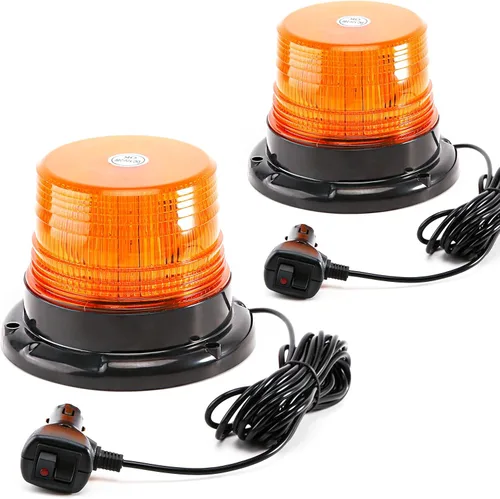 Miniatura 11 de Luces de baliza estroboscópicas ámbar con base magnética, barra de luz mini de emergencia de flash de seguridad de 12-24V para camiones, vehículos