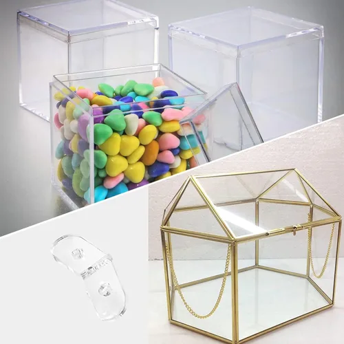 Miniatura 4 de INCREWAY Soportes en L, 20 piezas de soporte de esquina de acrílico transparente de 90 grados, soporte de esquina de ángulo recto para muebles