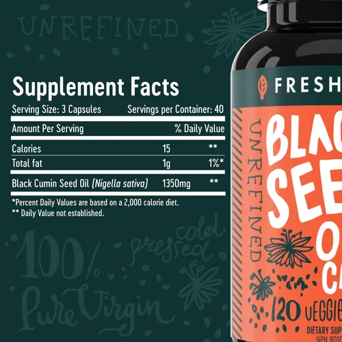 Miniatura 5 de Freshfield Aceite de semilla negra: timoquinona, premium (aceite de semilla de comino negro, Nigella sativa) prensado en frío vegano ultra