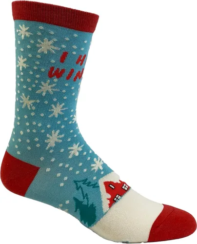 Miniatura 8 de Crazy Dog T-Shirts Calcetines de invierno con texto en inglés "I Hate" para hombre, diseño divertido de nieve y frío, Azulclaro