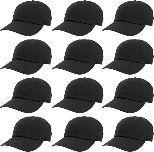 Miniatura 67 de Gelante Gorras de béisbol 100% algodón liso en blanco tamaño ajustable al por mayor a granel de 12