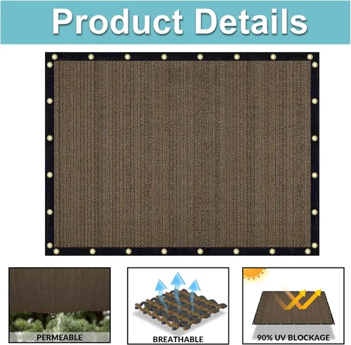 Miniatura 3 de Amagenix GN02 - Cubierta de pérgola 90% de 6 x 10 pies, paño de sombra moca con ojales para jardín al aire libre, patio, porche, grado comercial