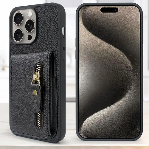 Miniatura 2 de Harryshell Funda compatible con iPhone 13 Pro Max con ranuras para tarjetas [soporta hasta 6 tarjetas] Función de atril, bolsillo con cremallera