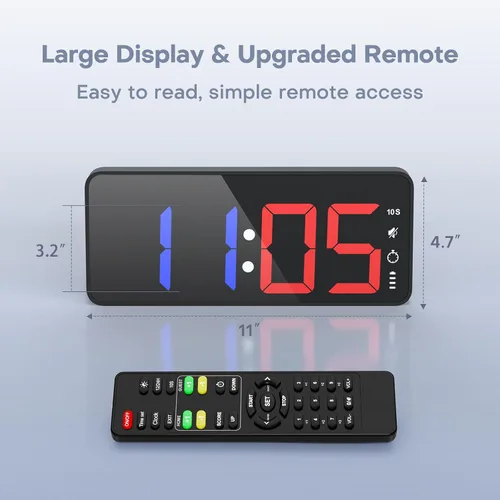 Miniatura 3 de ANJANK Marcador LED Digital Grande de 11 Pulgadas, Reloj Electrónico Mantenedor de Puntuación, Cuenta Regresiva/Ascendente, con Batería Potente, 4