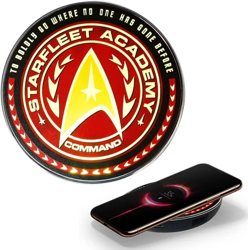 Cargador Inalámbrico Iluminado Star Trek con Paquete de Batería de Respaldo Integrado para Carga Alámbrica y Sin Alambres – Cargador de Teléfono