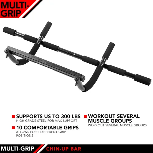 Miniatura 3 de JFIT Barra de barbilla multiagarre con 12 agarres acolchados, soporta hasta 300 libras
