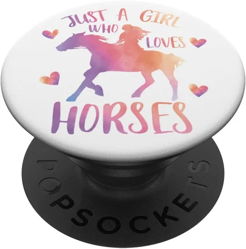 Just a Girl Who Loves Horses Watercolor Horse Western Rider PopSockets - Soporte para teléfonos y tabletas, Negro