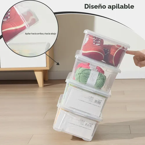 Miniatura 6 de novelinks Contenedores de almacenamiento de plástico transparente de 6 cuartos de galón con tapas transparentes, caja apilable, contenedor