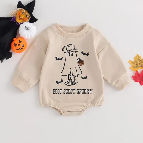 Miniatura 39 de FYBITBO Traje de Halloween para recién nacido, niña y niño, espeluznante temporada, mameluco con burbujas para otoño, Halloween, ropa de bebé