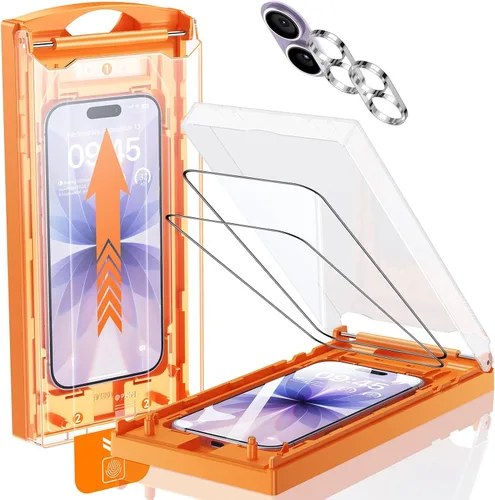 Miniatura 12 de MRGLAS TOP 9H+ Vidrio 2+2 Packs para iPhone 17 Pro Max Protector de Pantalla con Protector de Lente de Cámara [Sin Burbujas][Protección Militar 10X]