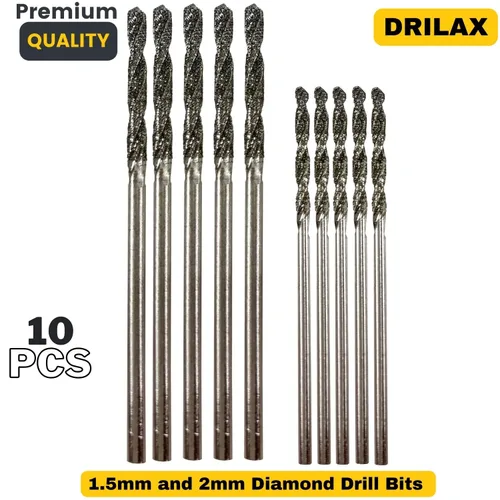 Miniatura 8 de Drilax Juego de 10 brocas de diamante 0.069 pulgadas y 0.079 pulgadas (5 de cada uno) para la fabricación de joyas, vidrio marino, piedra, conchas